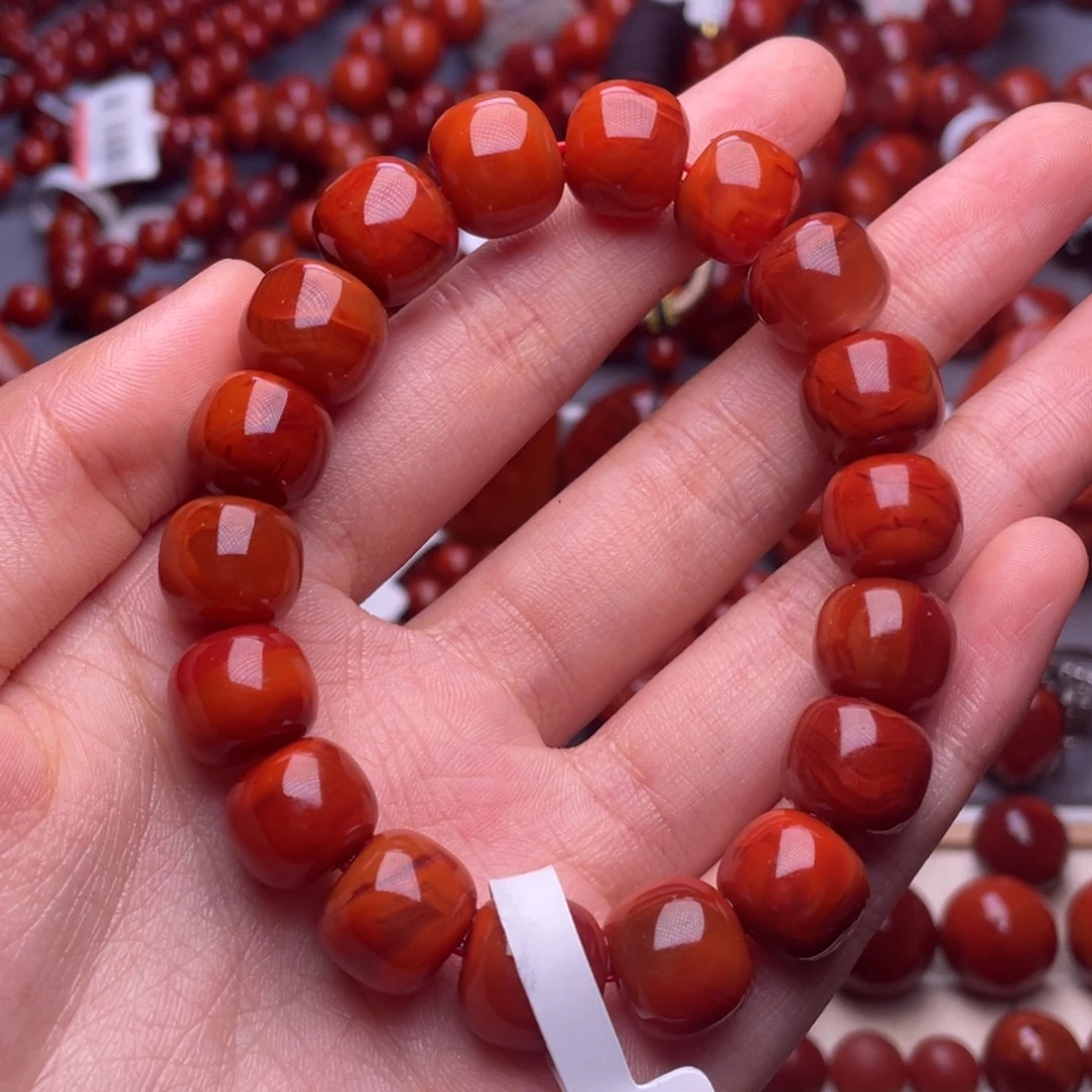 未镶嵌其他南红玛瑙12mm精品瓦西火焰纹老型手串