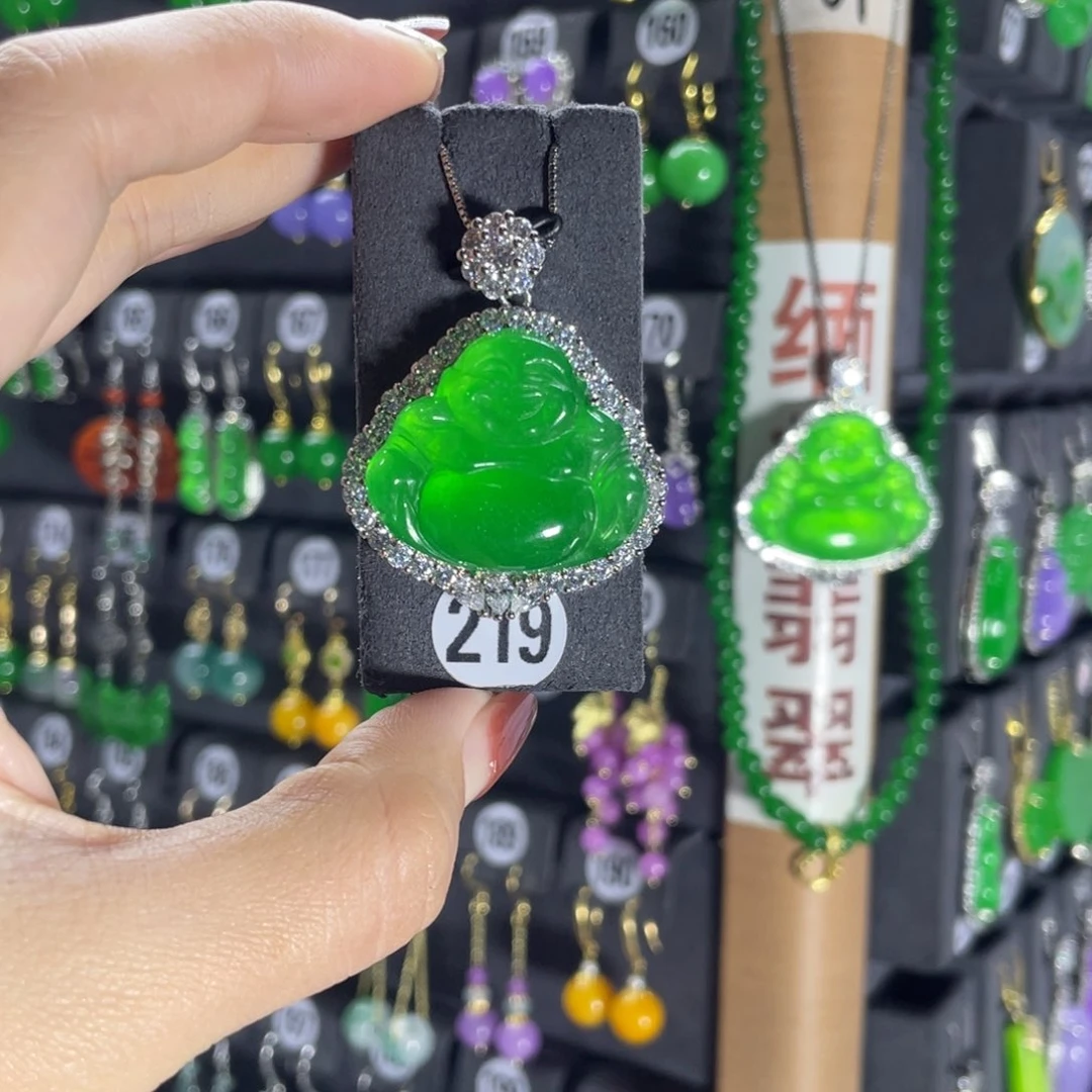 银S925镶嵌翡翠耳饰219