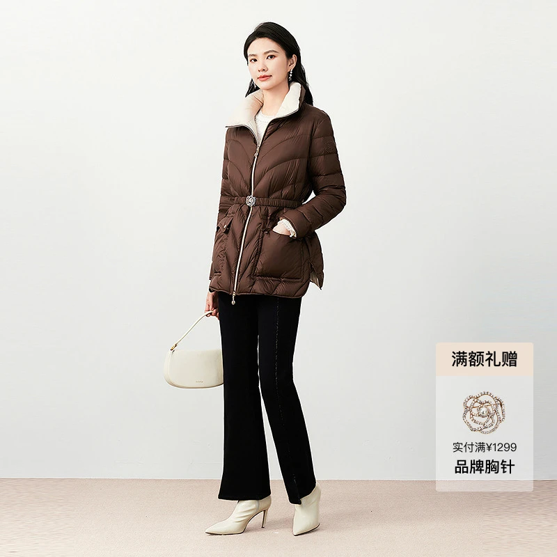 Koradior/珂莱蒂尔「90白鹅绒」冬季时尚玫瑰收腰羽绒服KR00892E5