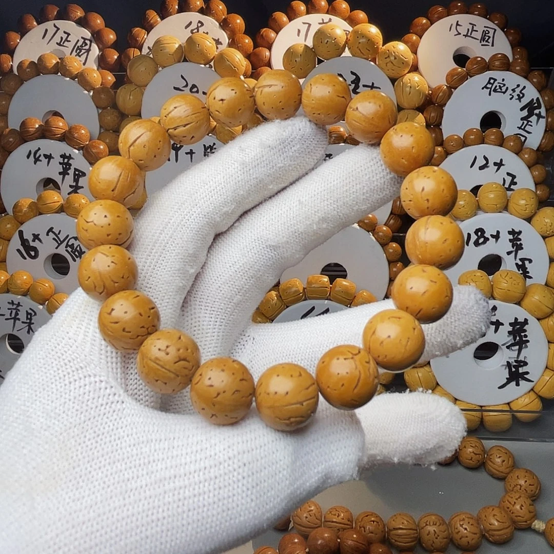 脑纹桃核12.4尺寸正圆