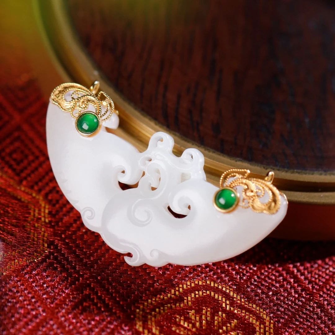 白玉世家18K金山流水凤凰吊坠