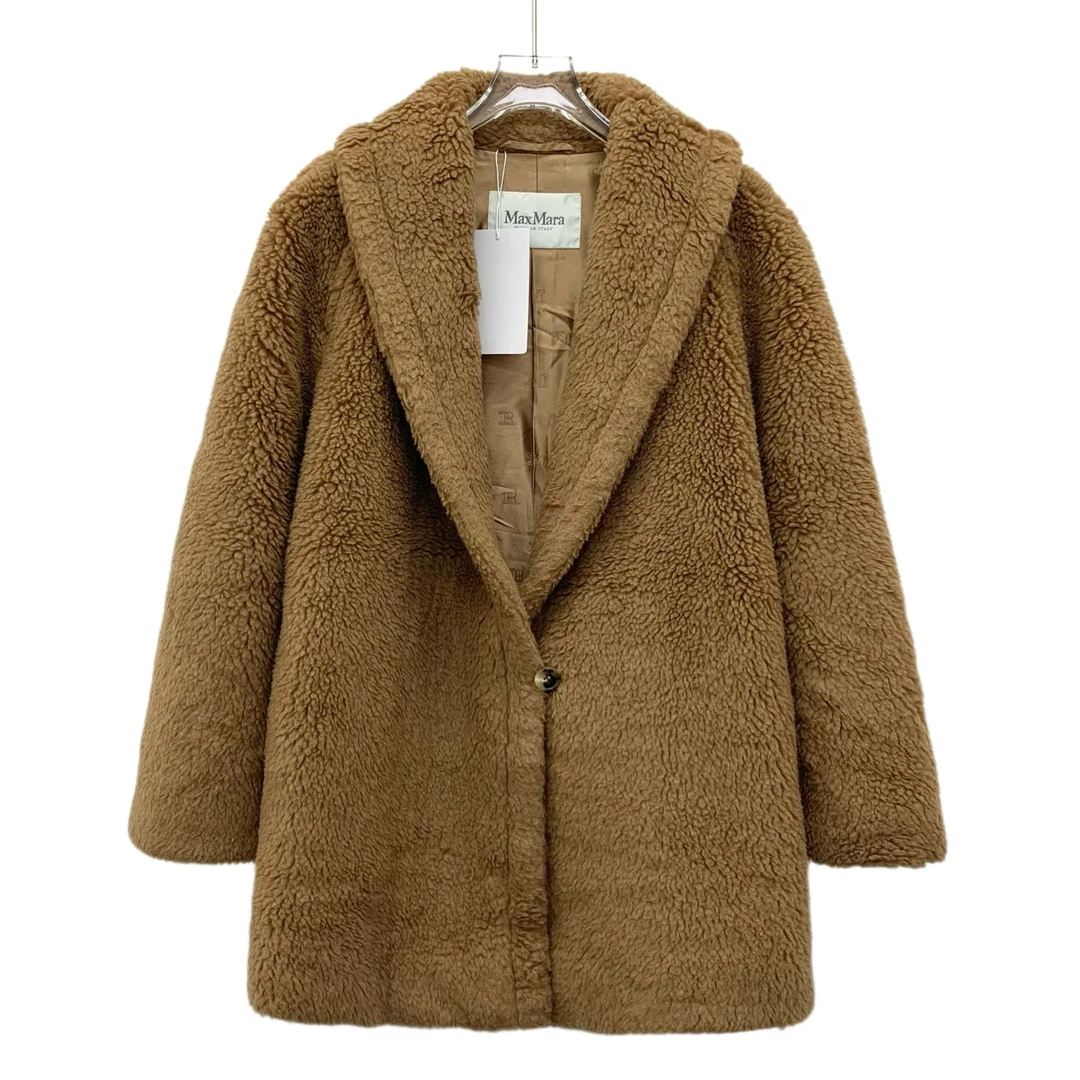99新 MaxMara  IW0644   棕色骆驼绒泰迪大衣 S码