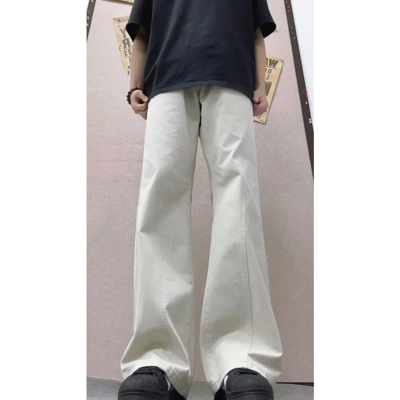 2025秋季新款美式斜切水洗牛仔裤男女款cleanfit百搭宽松直筒裤子