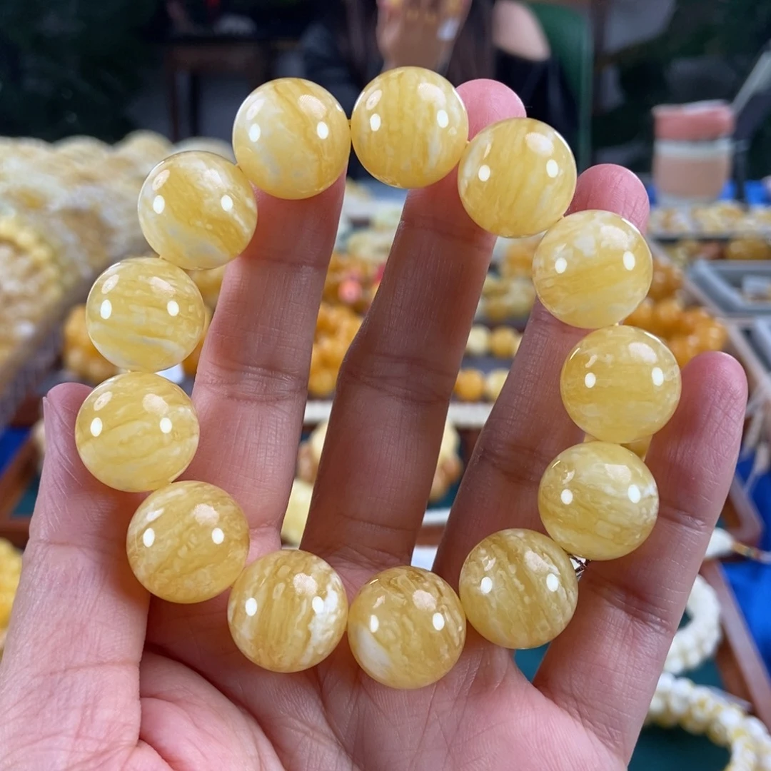 琥珀未镶嵌珠宝奇石17同料虎皮千层雪圆珠36.13