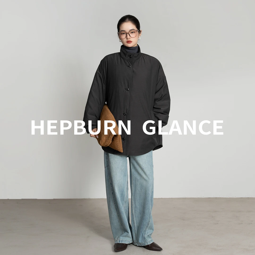 HG/日系复古_90白鹅绒羽绒服女中长款时髦立领宽松单排扣风衣外套