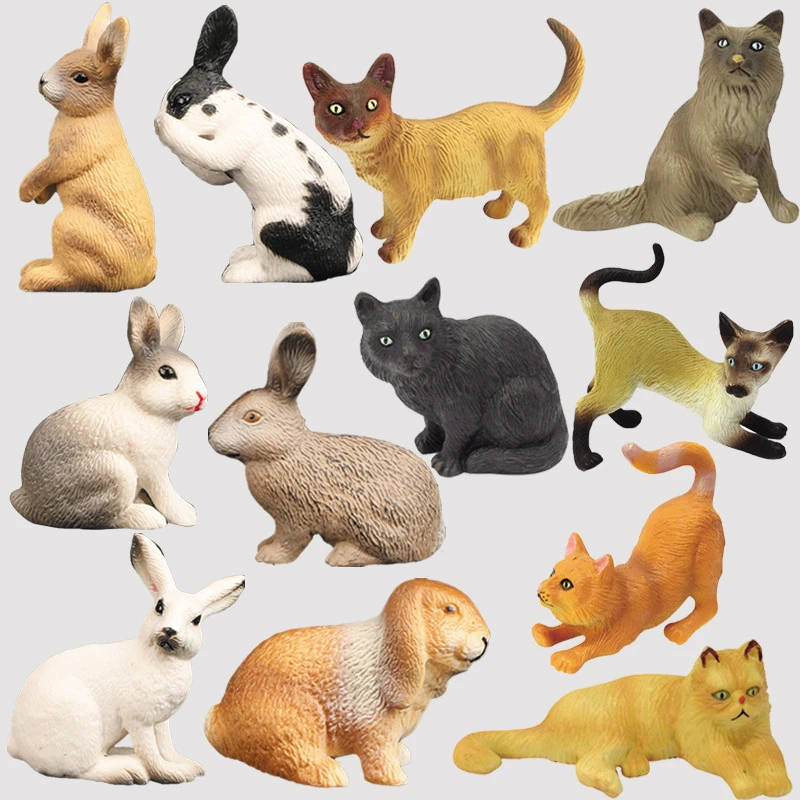 仿真动物场景玩具仿真兔宠物猫模型