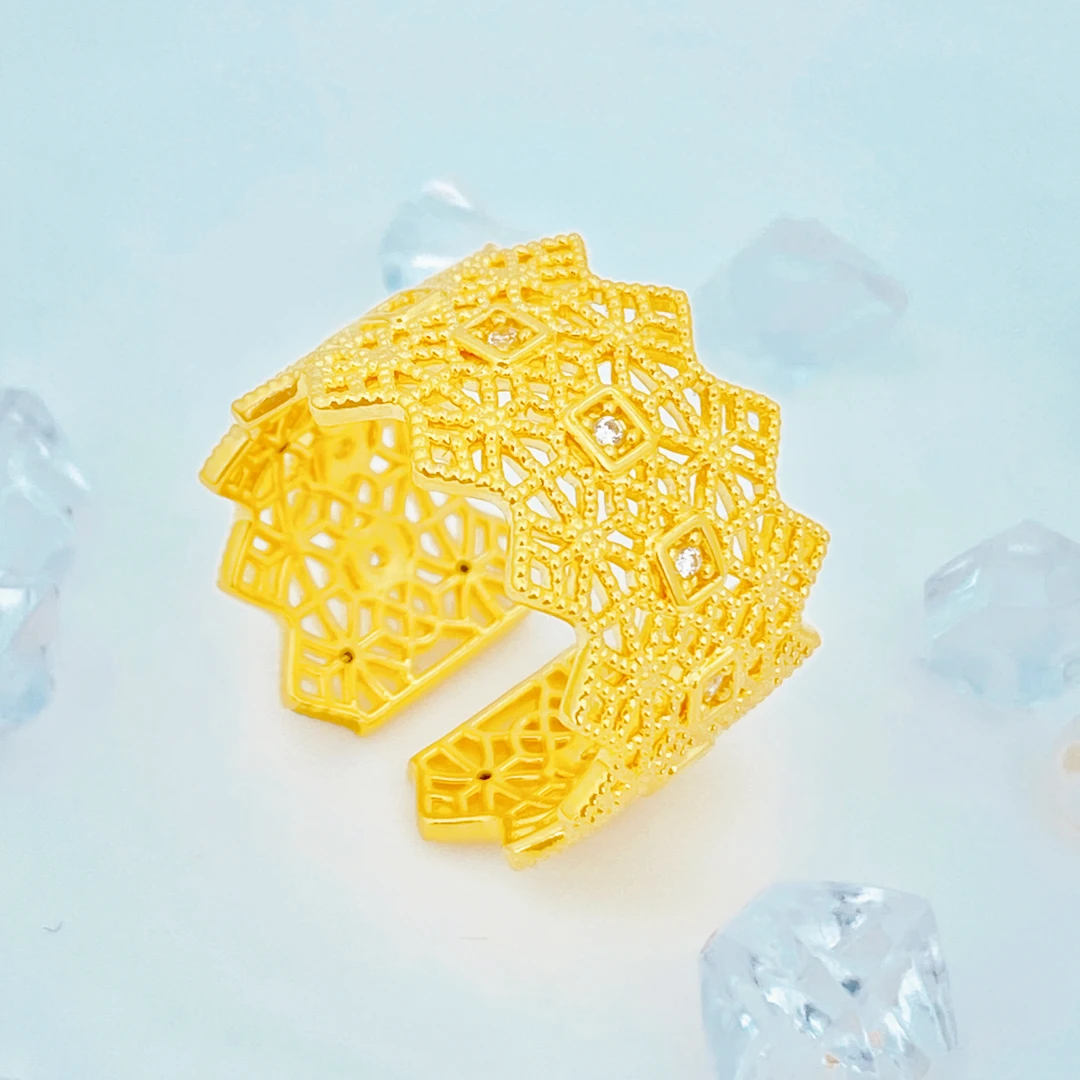足金999 莫桑花丝戒指 1.59 16圈口