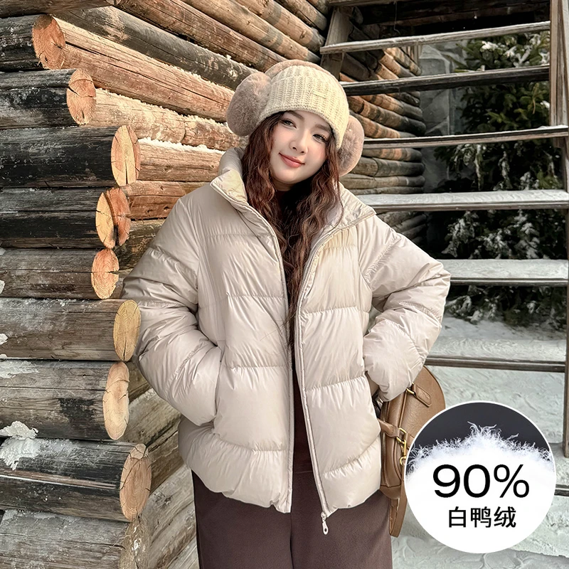 CD6617大码女装【韩系炸街羽绒服】冬季立领石墨烯90白鸭绒保暖外套