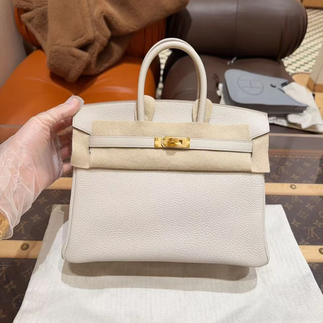 未使用 Hermes/爱马仕 birkin25 8L冰川白金扣 togo皮！U刻！