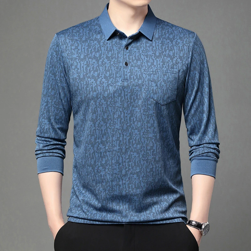 直播爆款长袖POLO衫男2024秋季新款男士翻领商务休闲打底衫t恤男