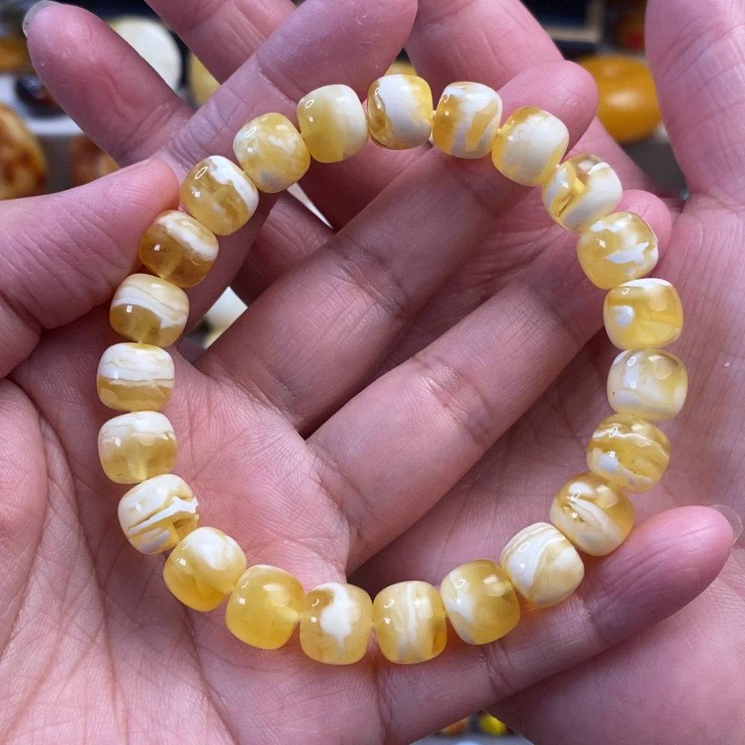 未镶嵌琥珀裸石金虎皮纹老型手串9.9
