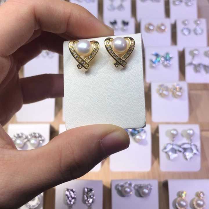 淡水珍珠耳饰银S925镶嵌