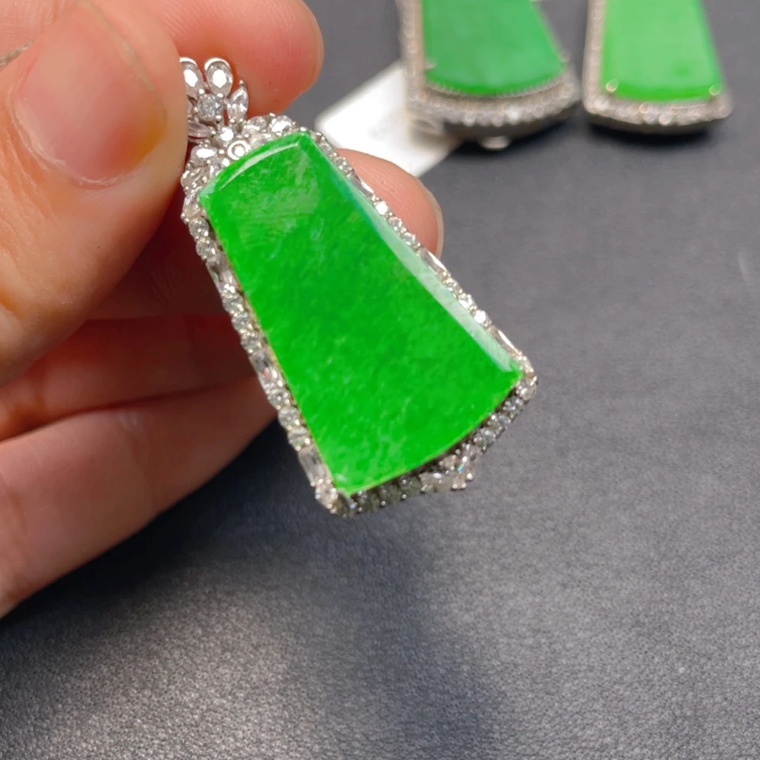 翡翠银S925镶嵌吊坠(不含链)