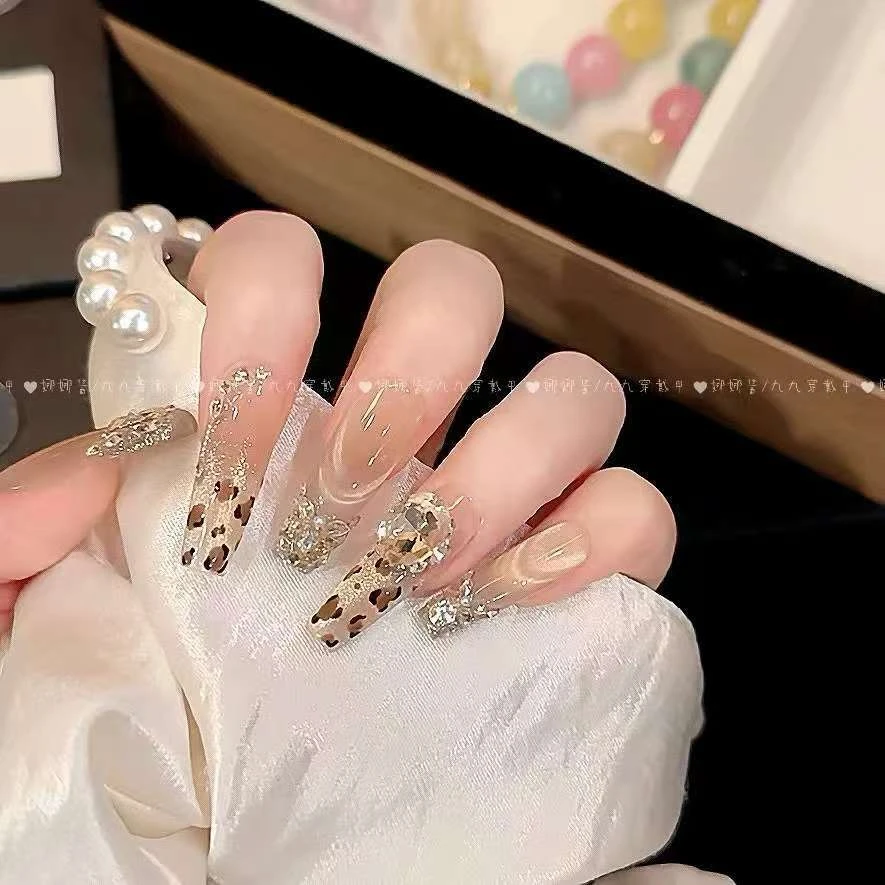 金秋金钱豹 穿戴甲纯手工美甲贴片TSX