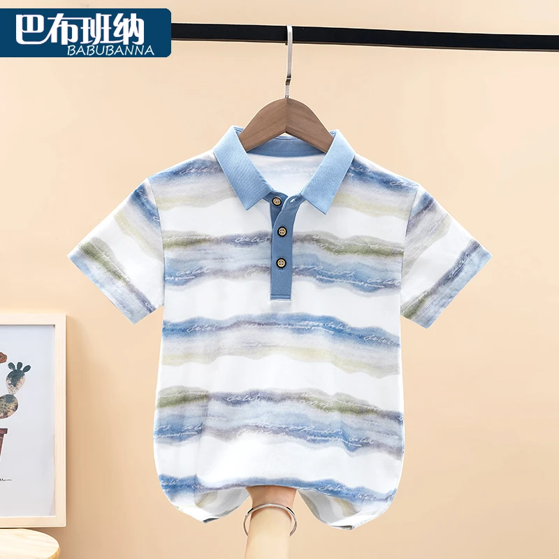男童t恤短袖2025新款儿童夏季体恤男大童上衣男孩夏装帅气Polo衫
