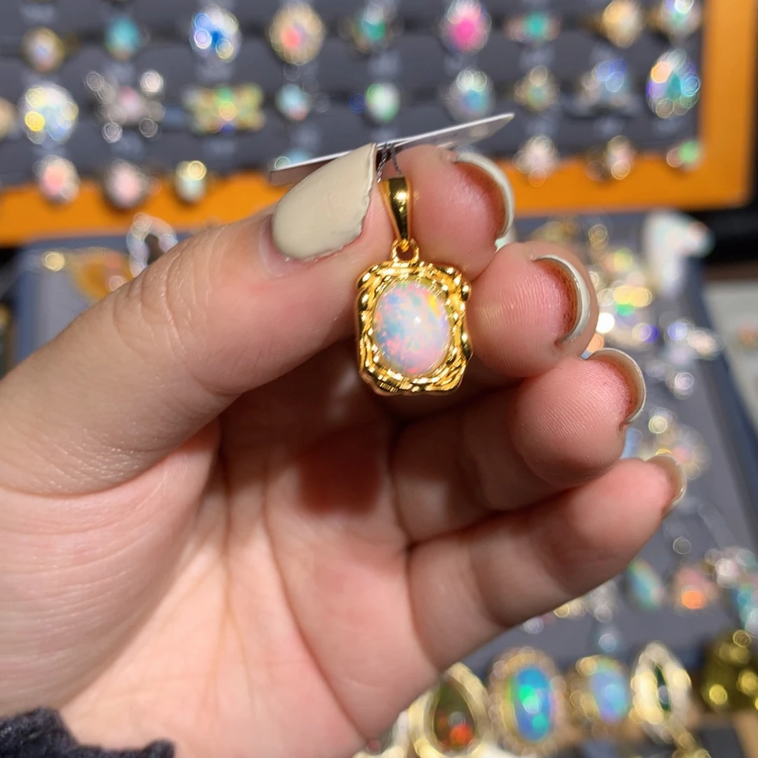 银S925镶嵌欧泊欧泊吊坠l