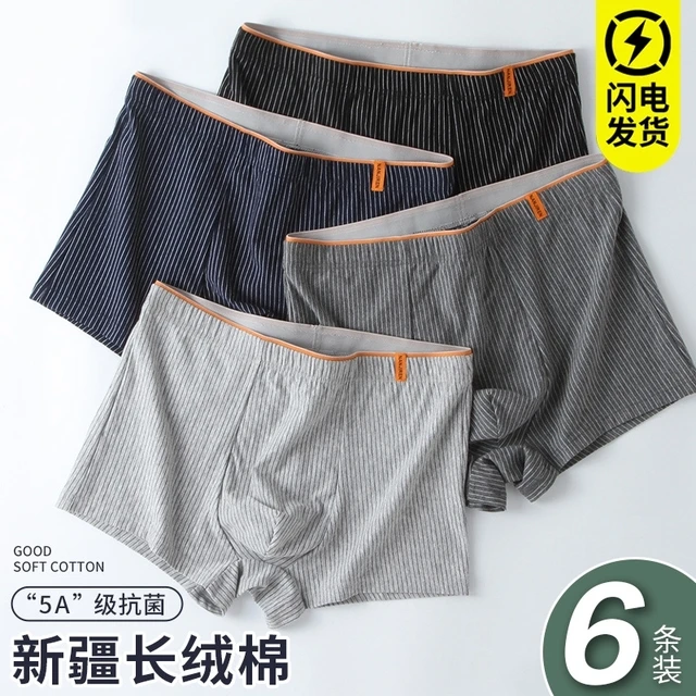 男士内裤棉抗菌平角裤青少年大码短裤衩男生四角短裤头夏季条纹