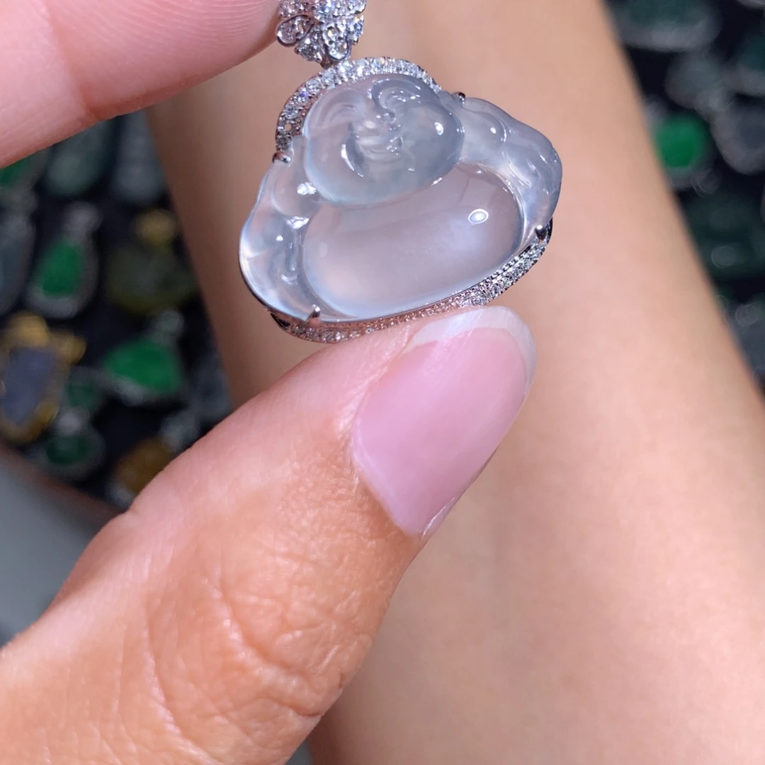 翡翠18K金镶嵌吊坠(不含链)佛公