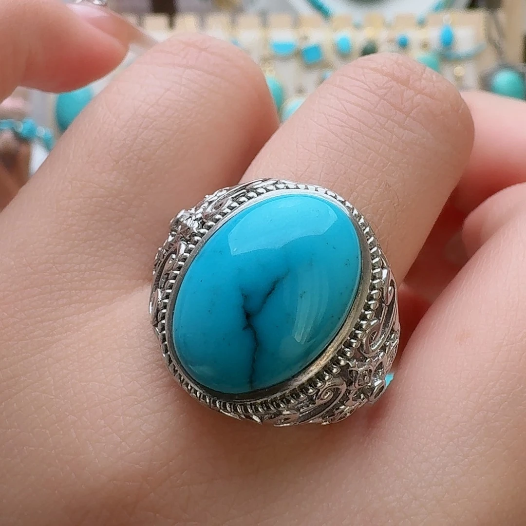 绿松石珠宝奇石银S925镶嵌