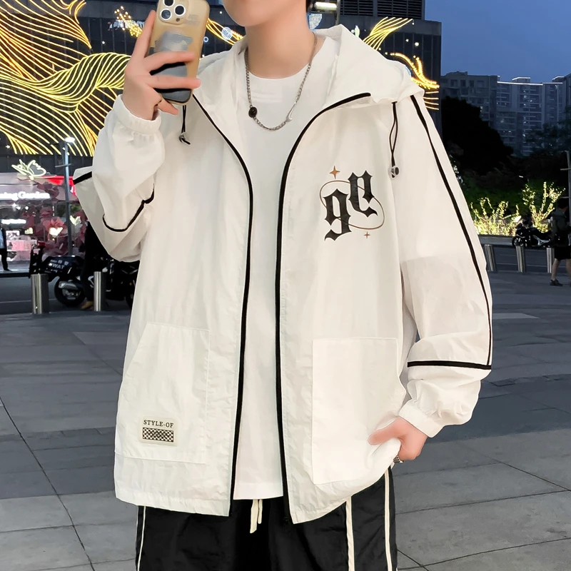 夏季薄款冰感男士防晒服港风时尚潮流百搭青少年学生户外夹克外套