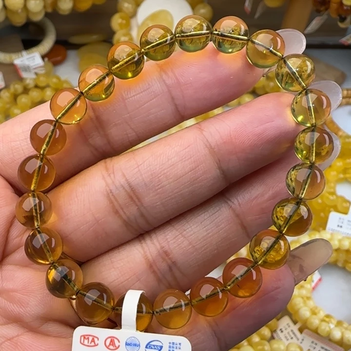 手链蓝珀未镶嵌蓝珀圆珠手串