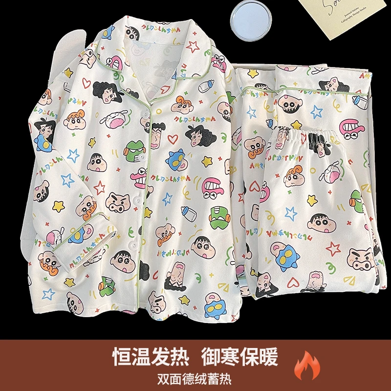 秋冬新款女童德绒长袖儿童睡衣保暖套装中大童女孩亲子可爱家居服