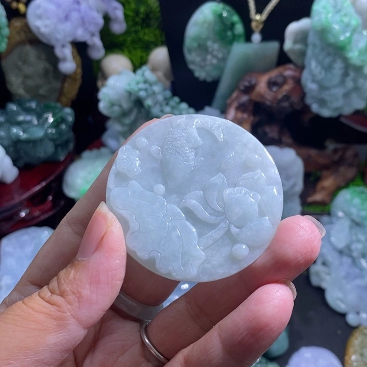 【闪购商品】颈饰未镶嵌翡翠荷叶鱼