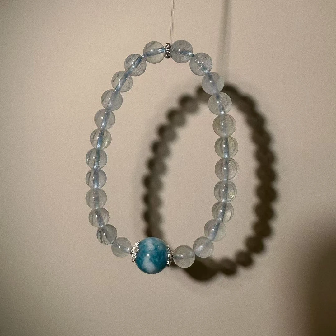 稳稳  舒舒 运运之石  蓝托帕+海纹石 水晶手串