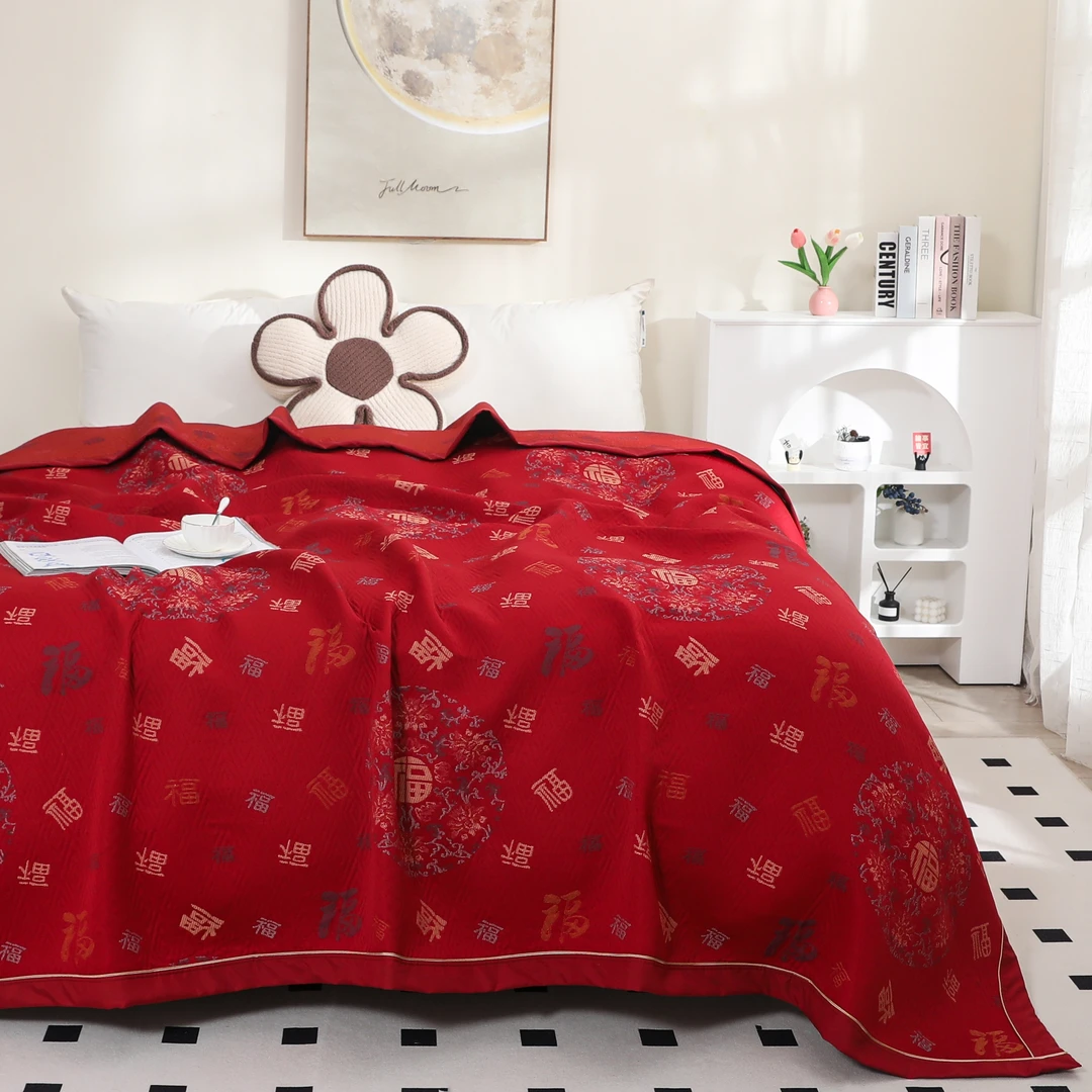 【万福】云锦200*230云锦漳绒纱布床盖