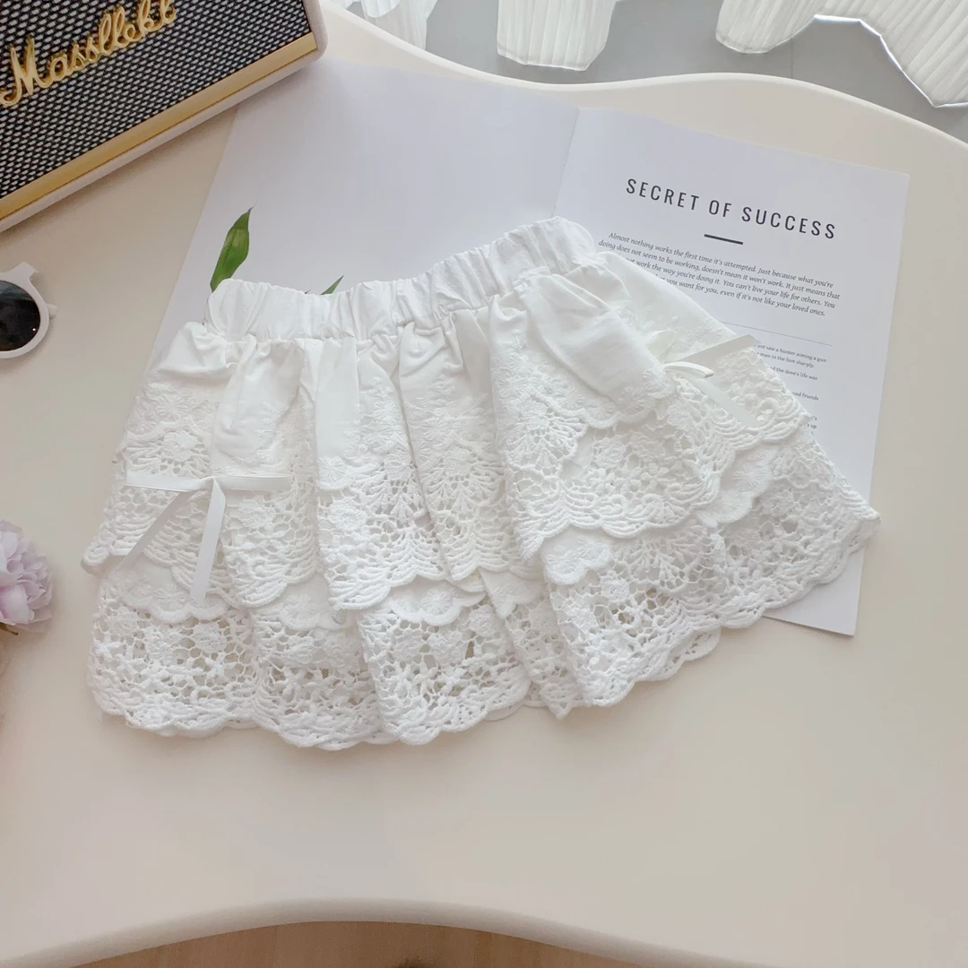 2025夏季洋气刺绣花边女童短裙G-12545