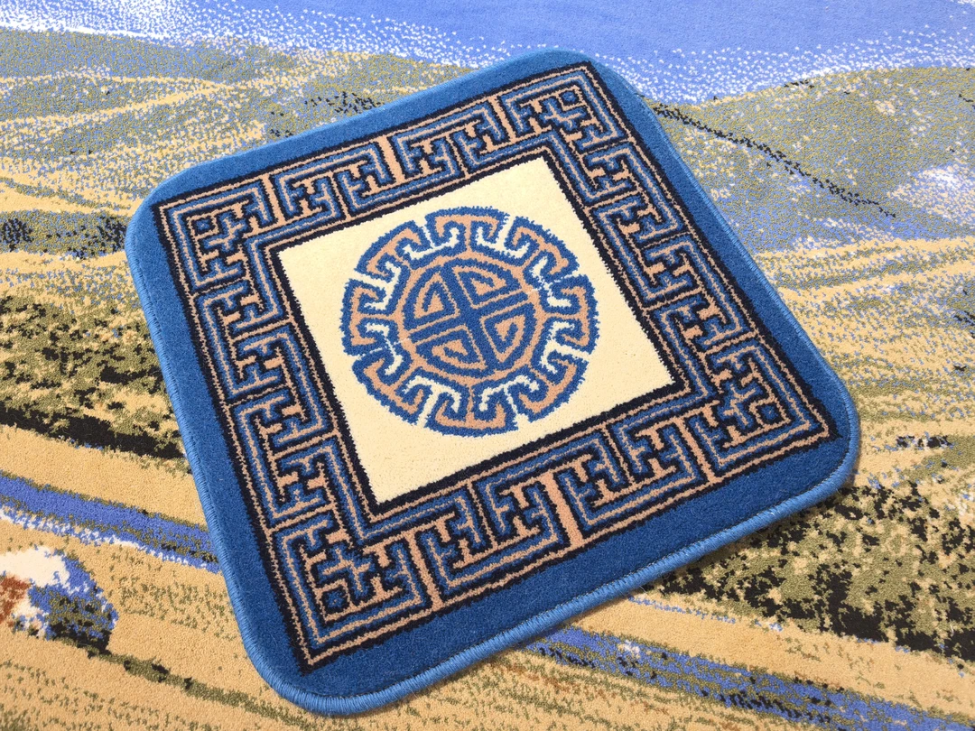 蒙古元素吸水民族风卧室小方垫地垫地毯复古脚垫入户门垫子家用