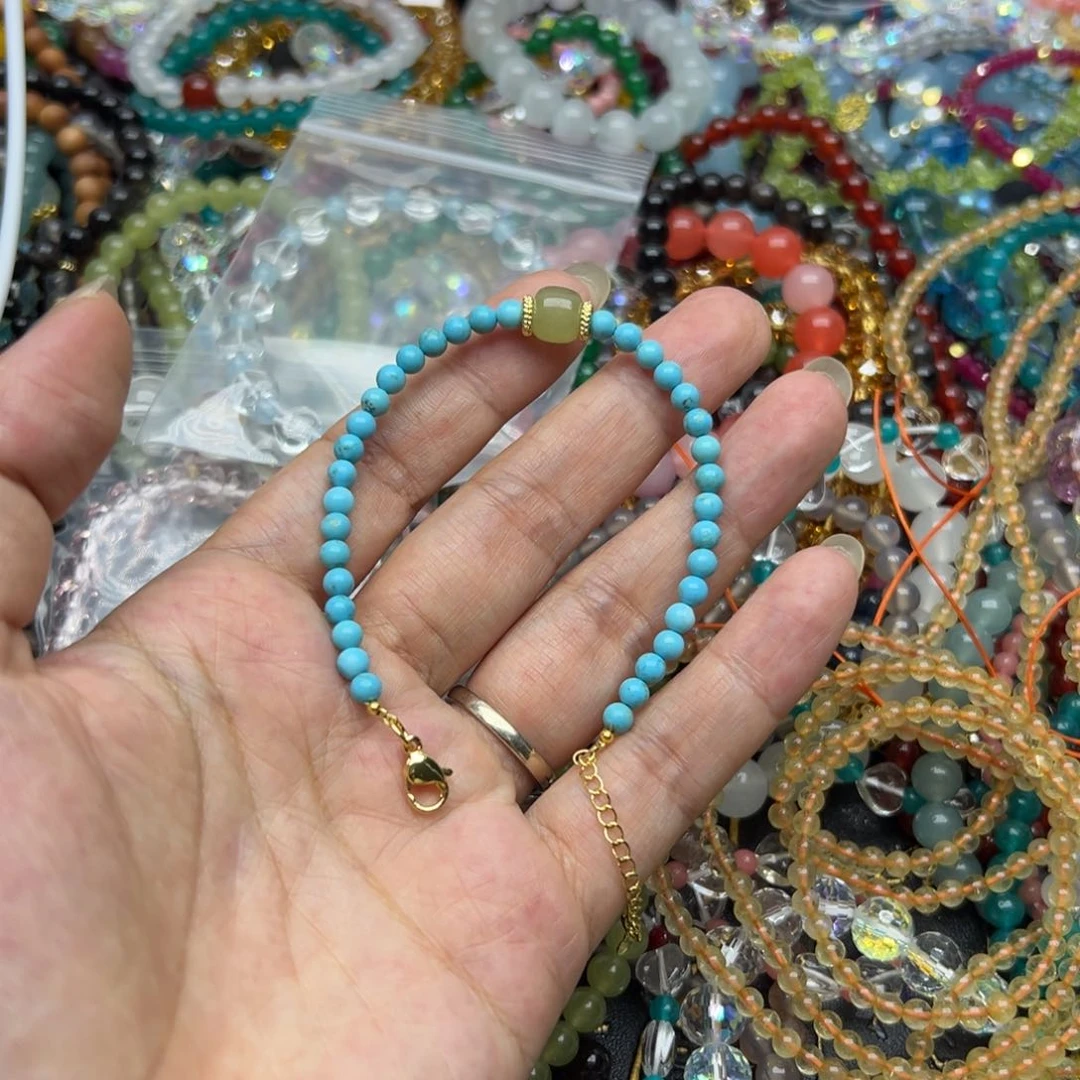 水晶手链未镶嵌和田配绿色