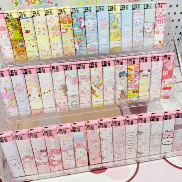 可爱打火机 宽支防风细支明火砂轮 一次性循环