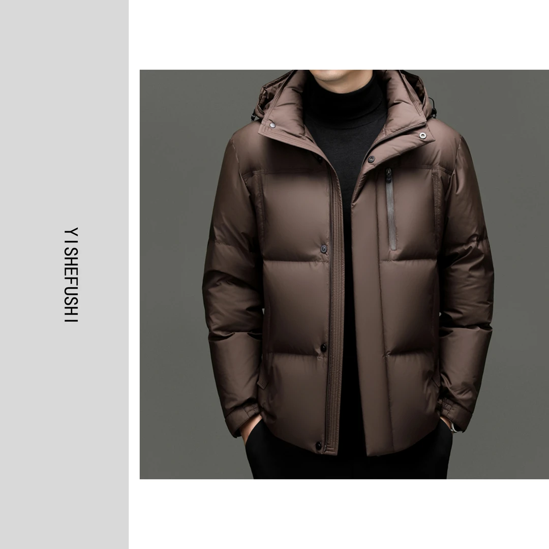 冬款上新 男士简约保暖连帽可脱卸休闲面包羽绒服9906