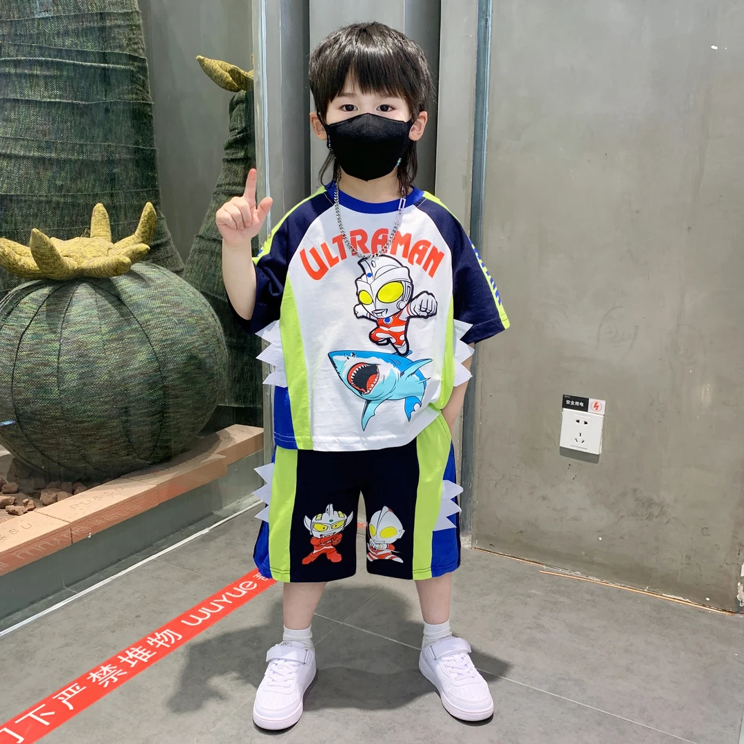 男童夏季套装2025新款洋气儿童夏装短袖衣服帅气小男孩卡通两件套