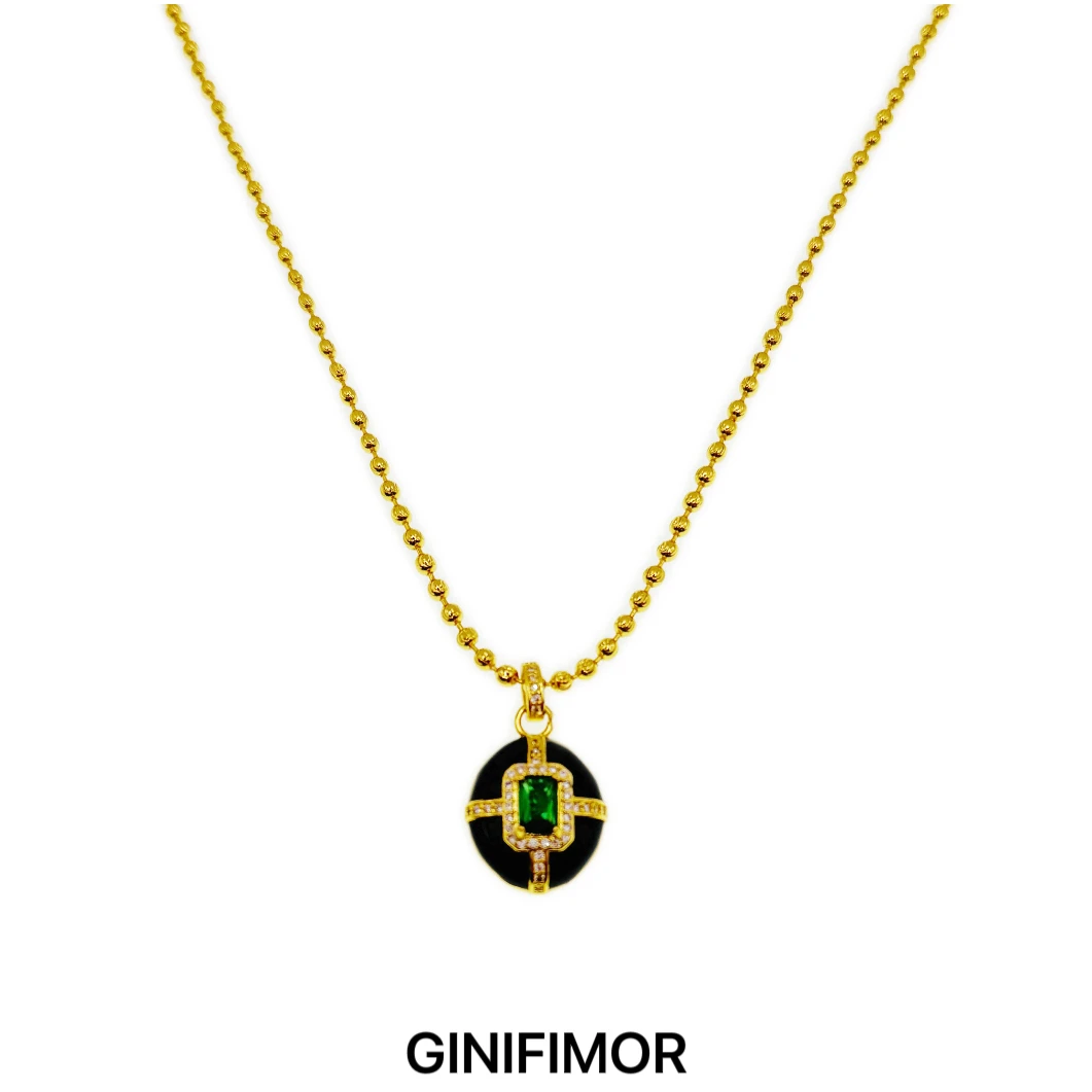 GINIFIMOR 铜合金项链 a622 复古老钱风项链女圆形