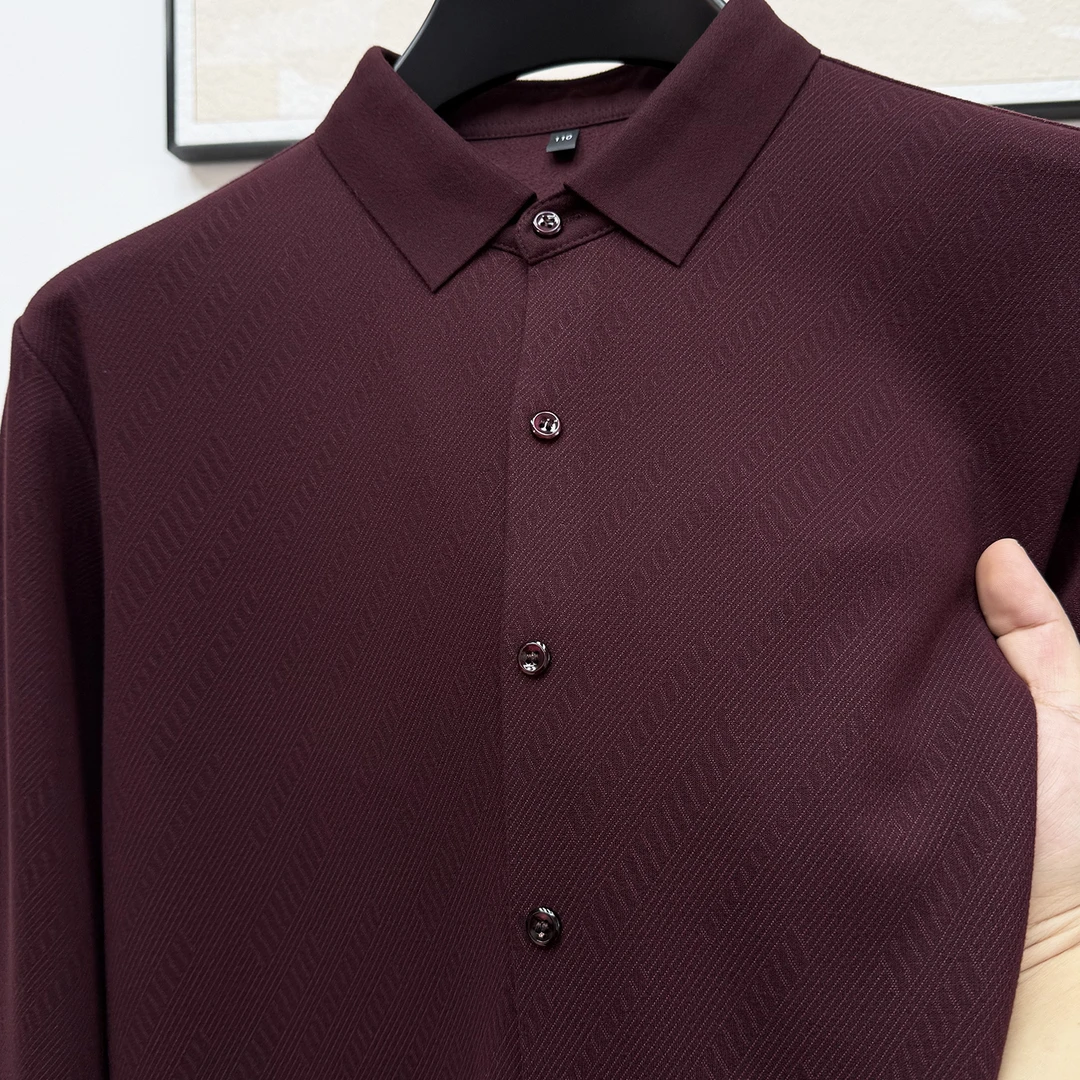 in  cotton sea高档加绒长袖衬衫男士秋冬加厚保暖商务休闲衬衣