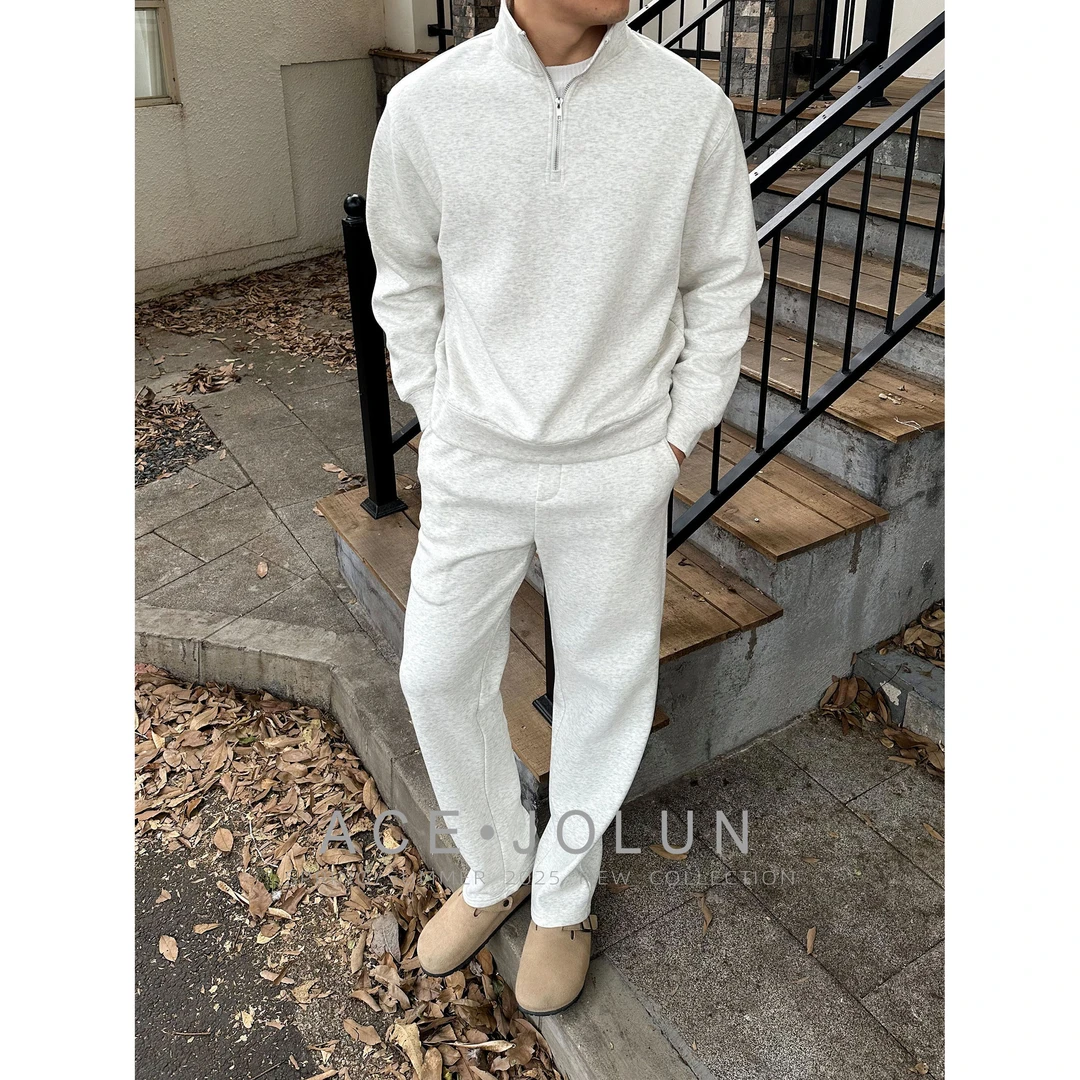 【加绒空气层】轻奢半高领拉链卫衣卫裤休闲套装男士秋冬高级太空棉