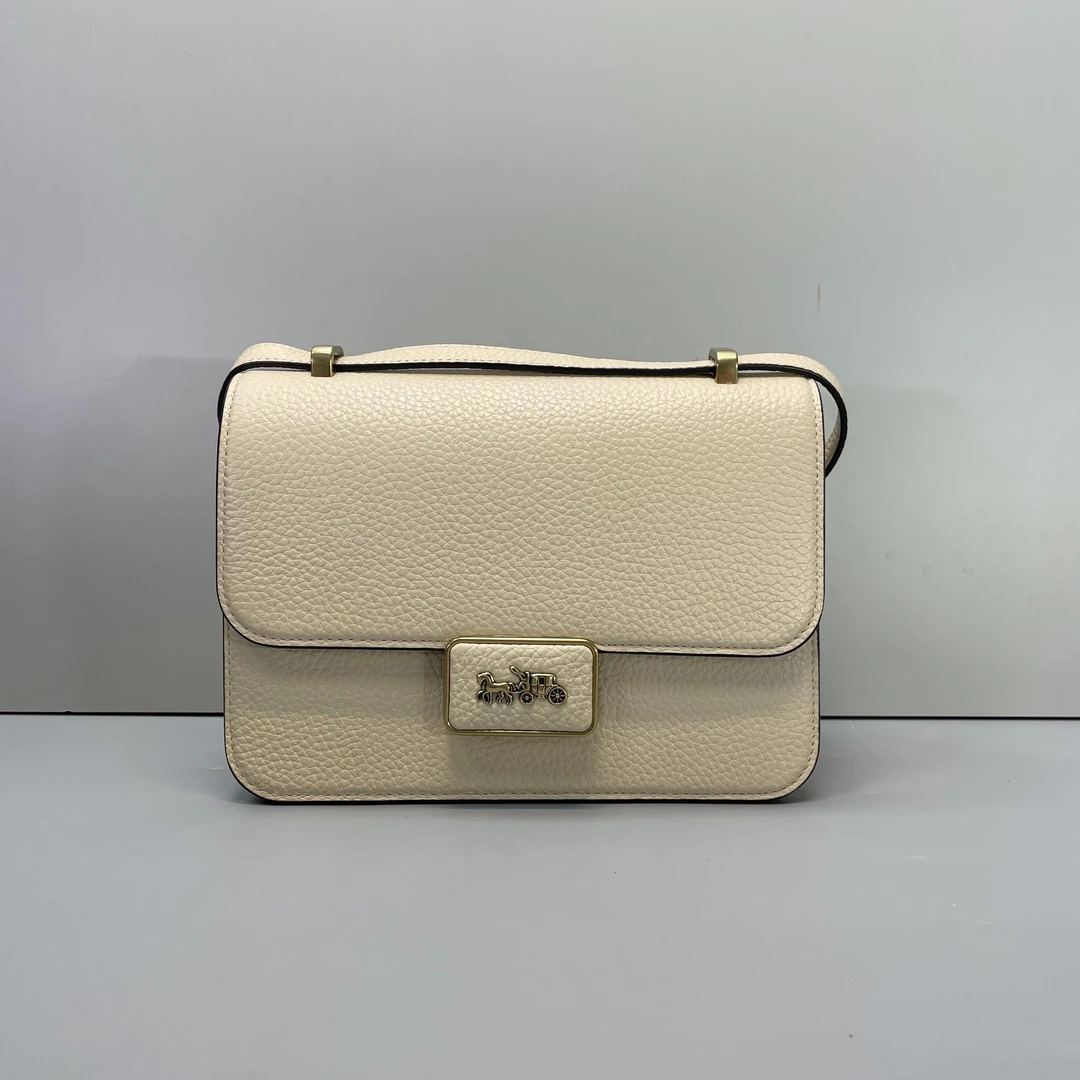 95新 COACH/蔻驰 小林/alie鹅黄色马鞍包23*17*7cmB020613