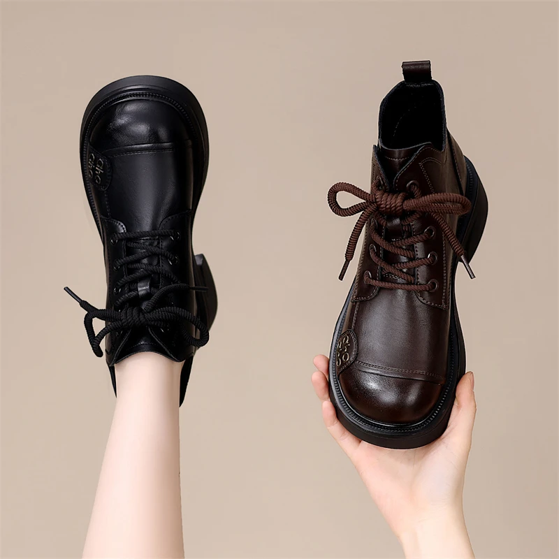 2025秋季新款厚底英伦风小皮鞋女百搭女鞋单鞋黑色圆头乐福鞋女款