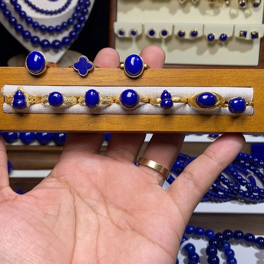 青金石银S925镶嵌戒指多样性发一 下单备注款式