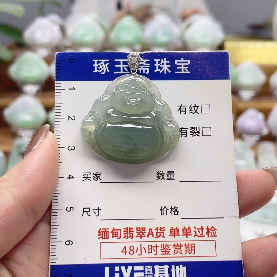 颈饰银S925镶嵌翡翠佛公