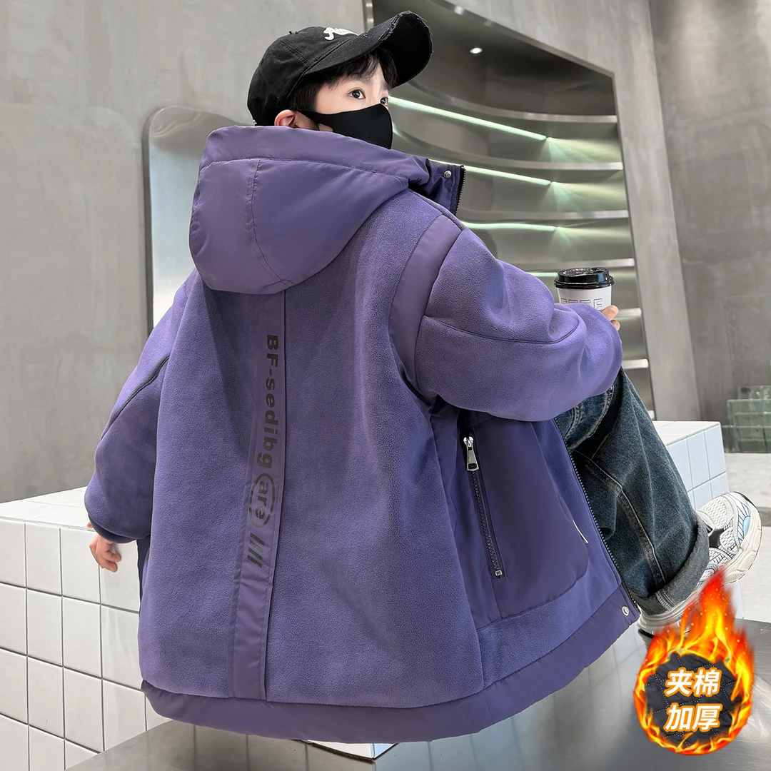 儿童装男童冬装夹棉外套2025新款中大童秋冬款加厚冬季男孩派克服