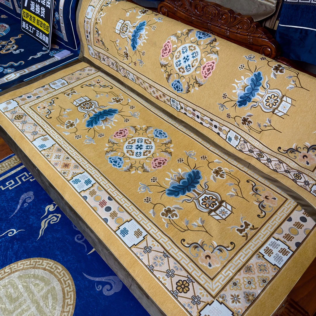 新款藏式沙发垫子民族风刺绣工艺190*90cm加厚防滑家用
