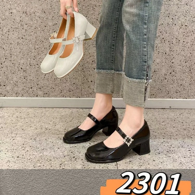 【牛皮】成都手工真皮女鞋圆头中粗跟水钻扣带玛丽珍单鞋百搭日常