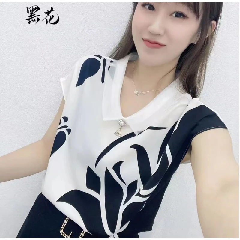 2025欧根纱春季新款百搭洋气衬衫时尚气质打底显瘦印花小衫