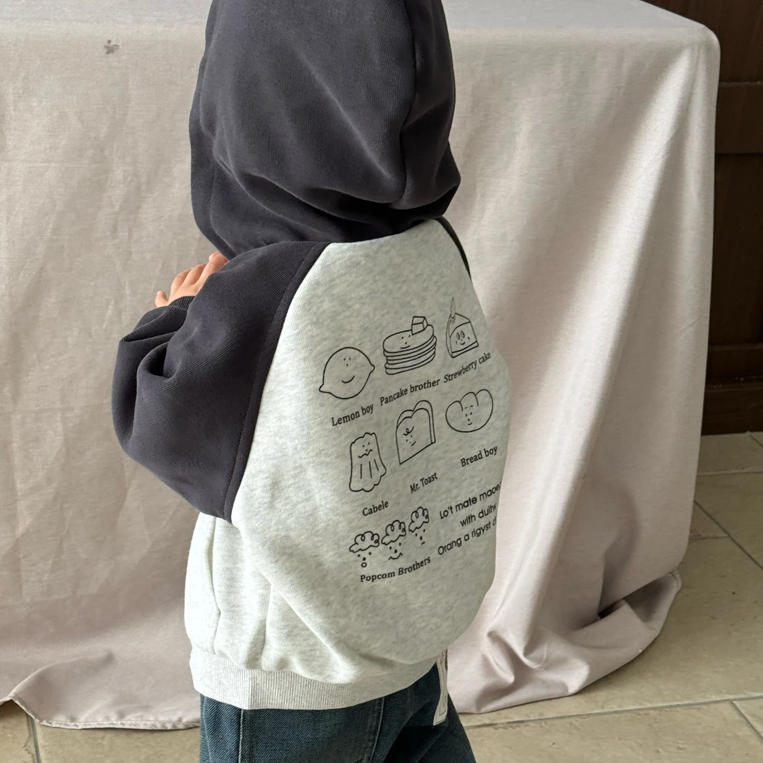 【面包插肩袖带帽外套】2025童装男童小童宝宝宽松可爱萌外套