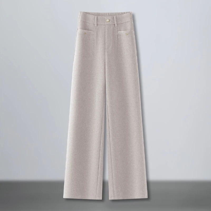 毛呢阔腿裤女秋冬2025新款高腰垂感显瘦宽松加厚休闲直筒裤长裤子