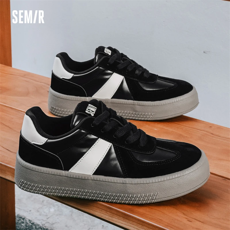 1059 Semir黑色德训鞋女款2024春秋季休闲厚底爆款经典百搭板鞋