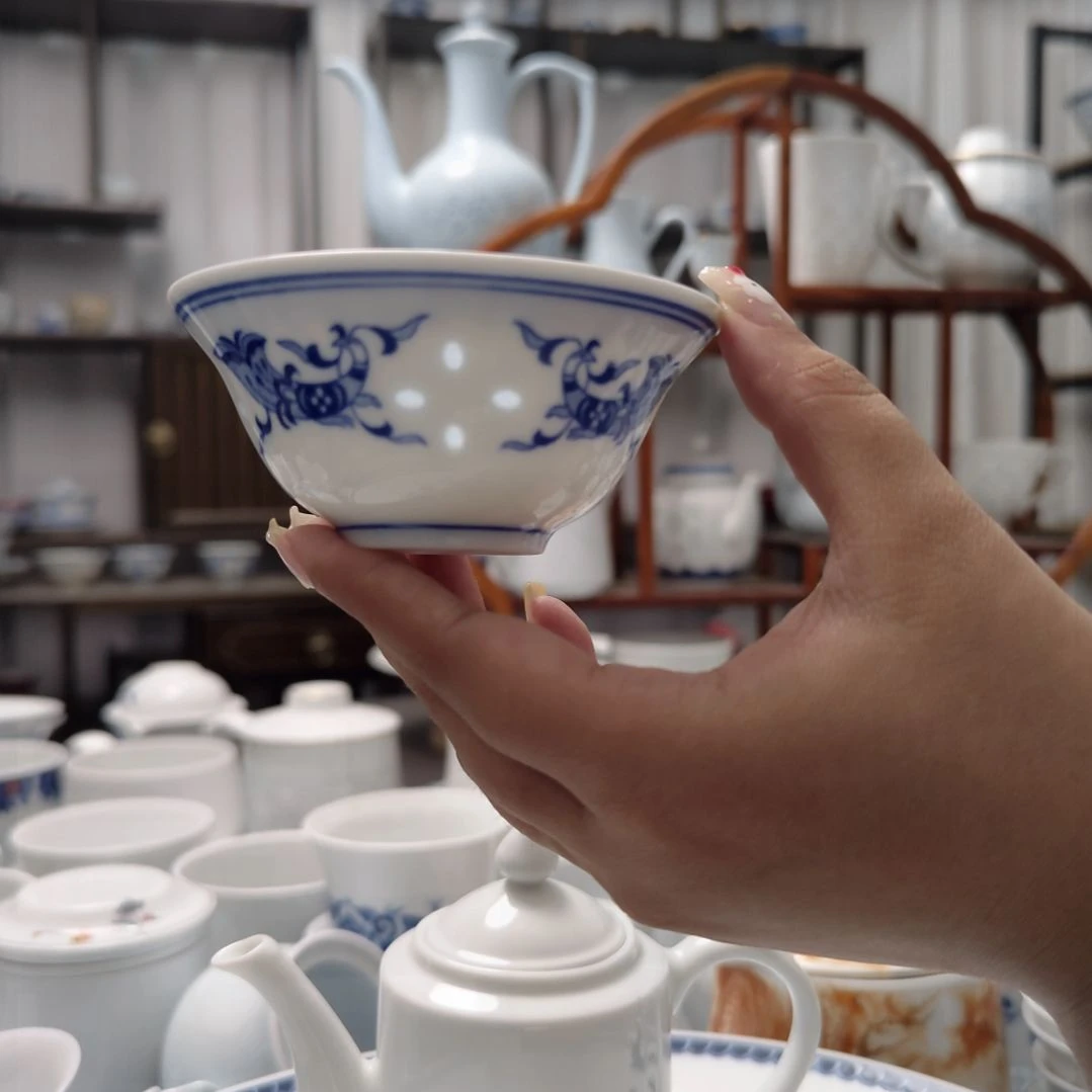 瓷孔雀茶盅十只装